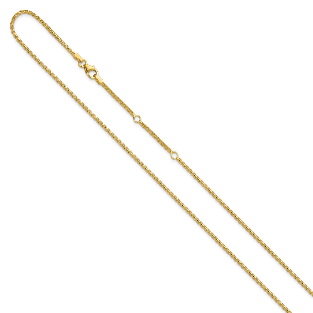 14K 1.65mm Diamond-cut Open Franco 1in+1in Adjustable Chain