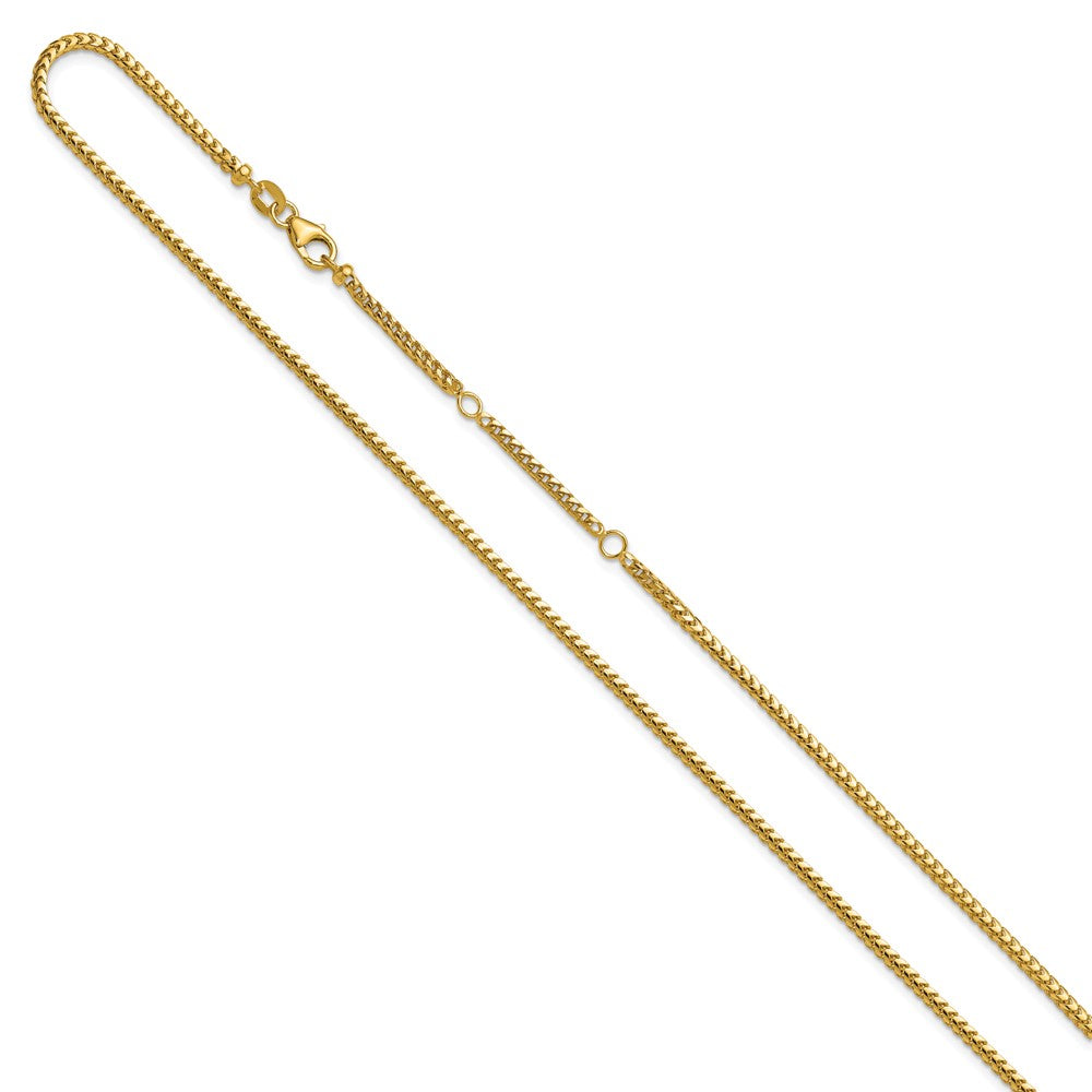 14K 2.1mm Diamond-cut Open Franco 1in+1in Adjustable Chain