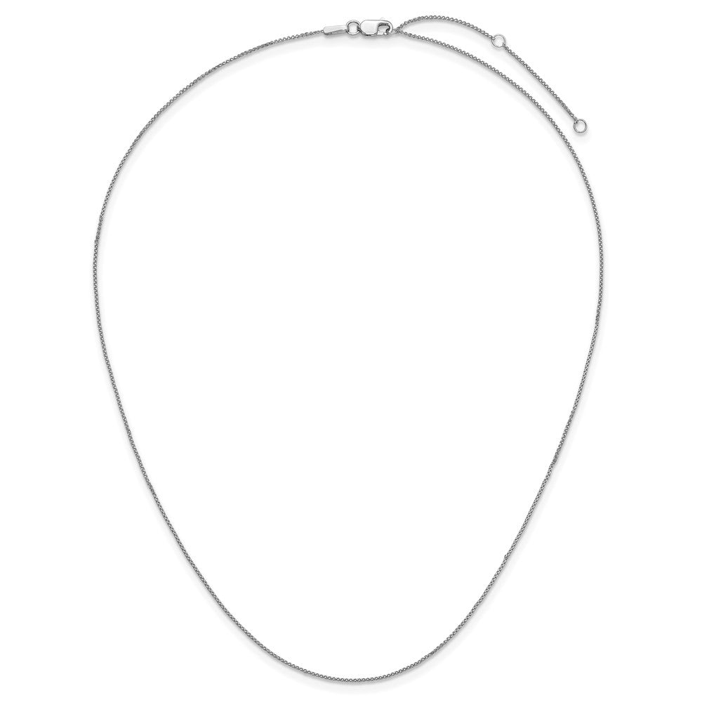 14K White Gold .85mm Diamond-cut Spiga 1in+1in Adjustable Chain