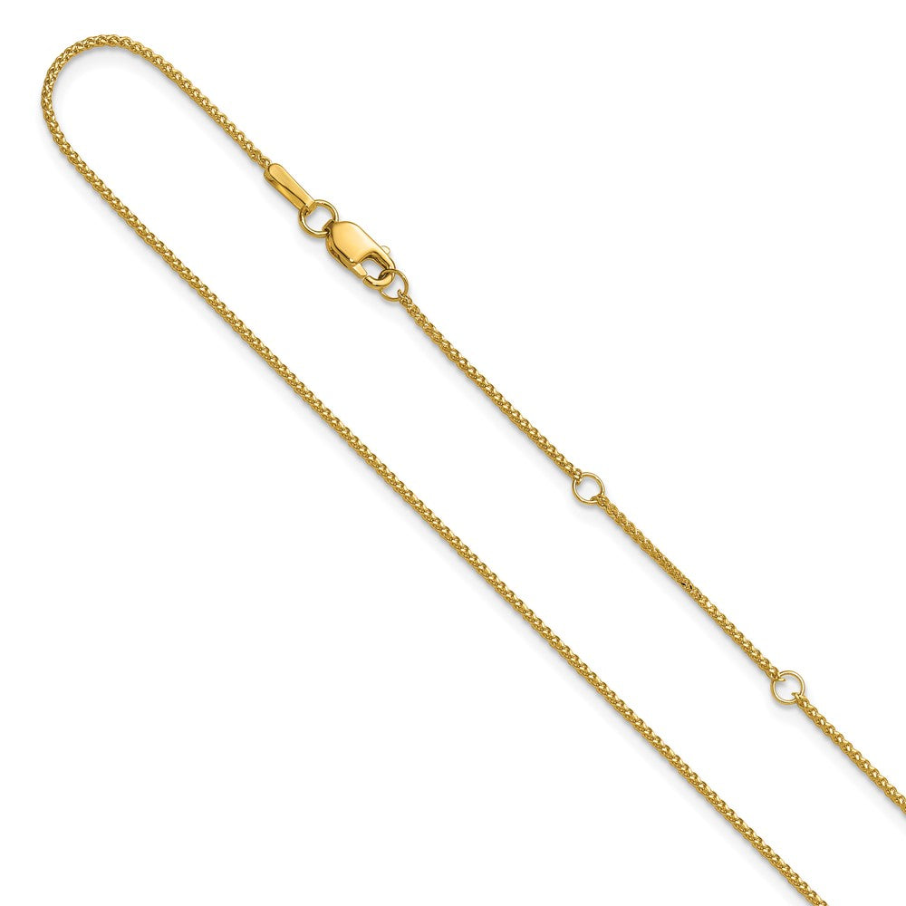 14K 1mm Diamond-cut Spiga 1in+1in Adjustable Chain
