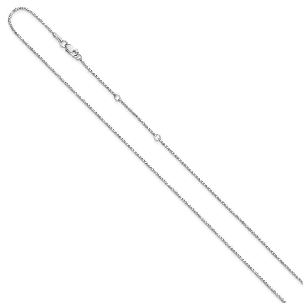 14K White Gold 1mm Diamond-cut Spiga 1in+1in Adjustable Chain