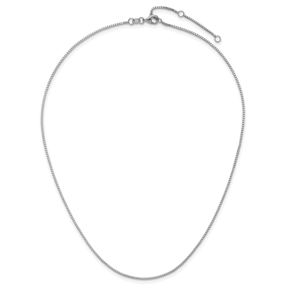 14K White Gold 1.05mm Box 1in+1in Adjustable Chain