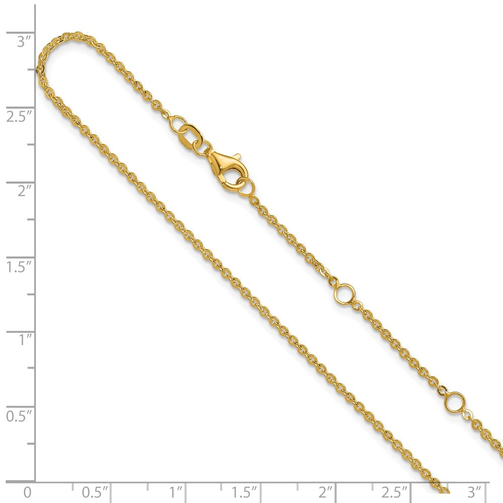 14K 1.7mm Flat Cable 1in+1in Adjustable Chain