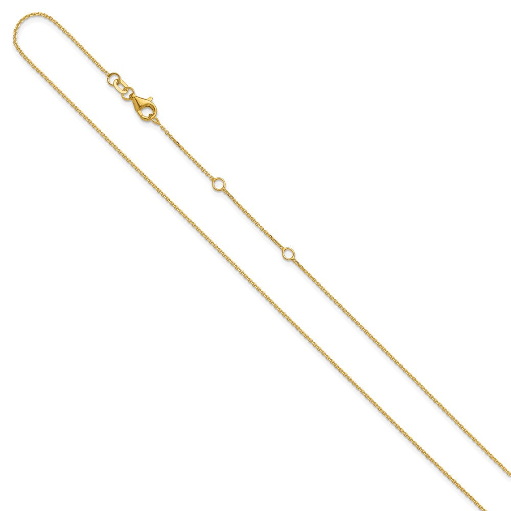 14K 1mm Diamond-cut Square Cable 1in+1in Adjustable Chain