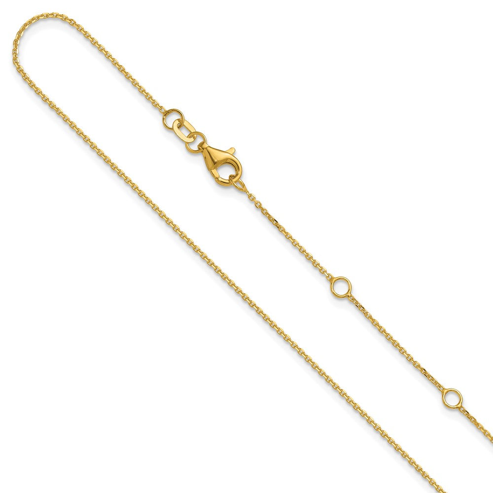 14K 1mm Diamond-cut Square Cable 1in+1in Adjustable Chain