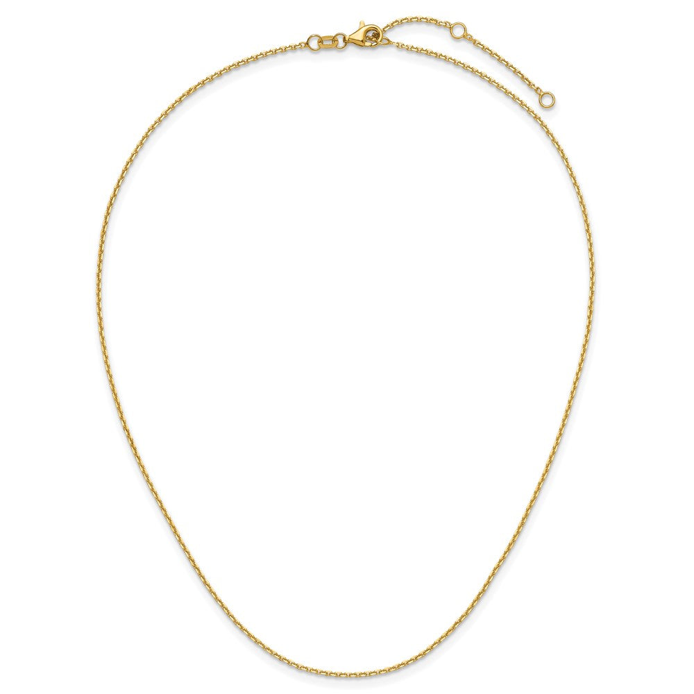 14K 1.4mm Diamond-cut Square Cable 1in+1in Adjustable Chain