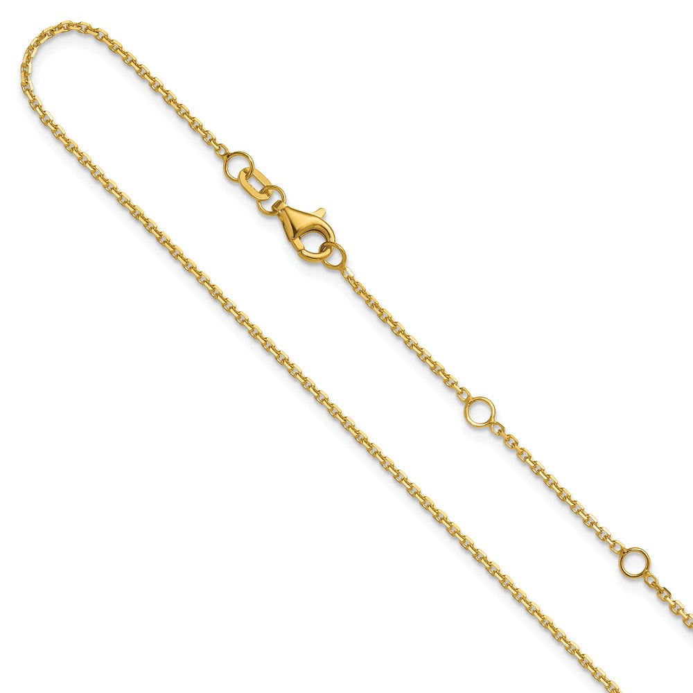 14K 1.4mm Diamond-cut Square Cable 1in+1in Adjustable Chain