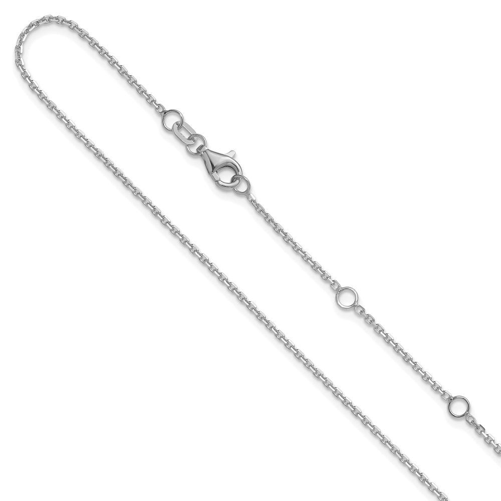 14K White Gold 1.4mm Diamond-cut Square Cable 1in+1in Adjustable Chain