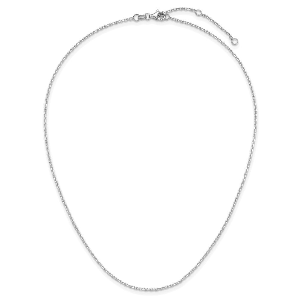 14K White Gold 1.5mm Diamond-cut Square Cable 1in+1in Adjustable Chain