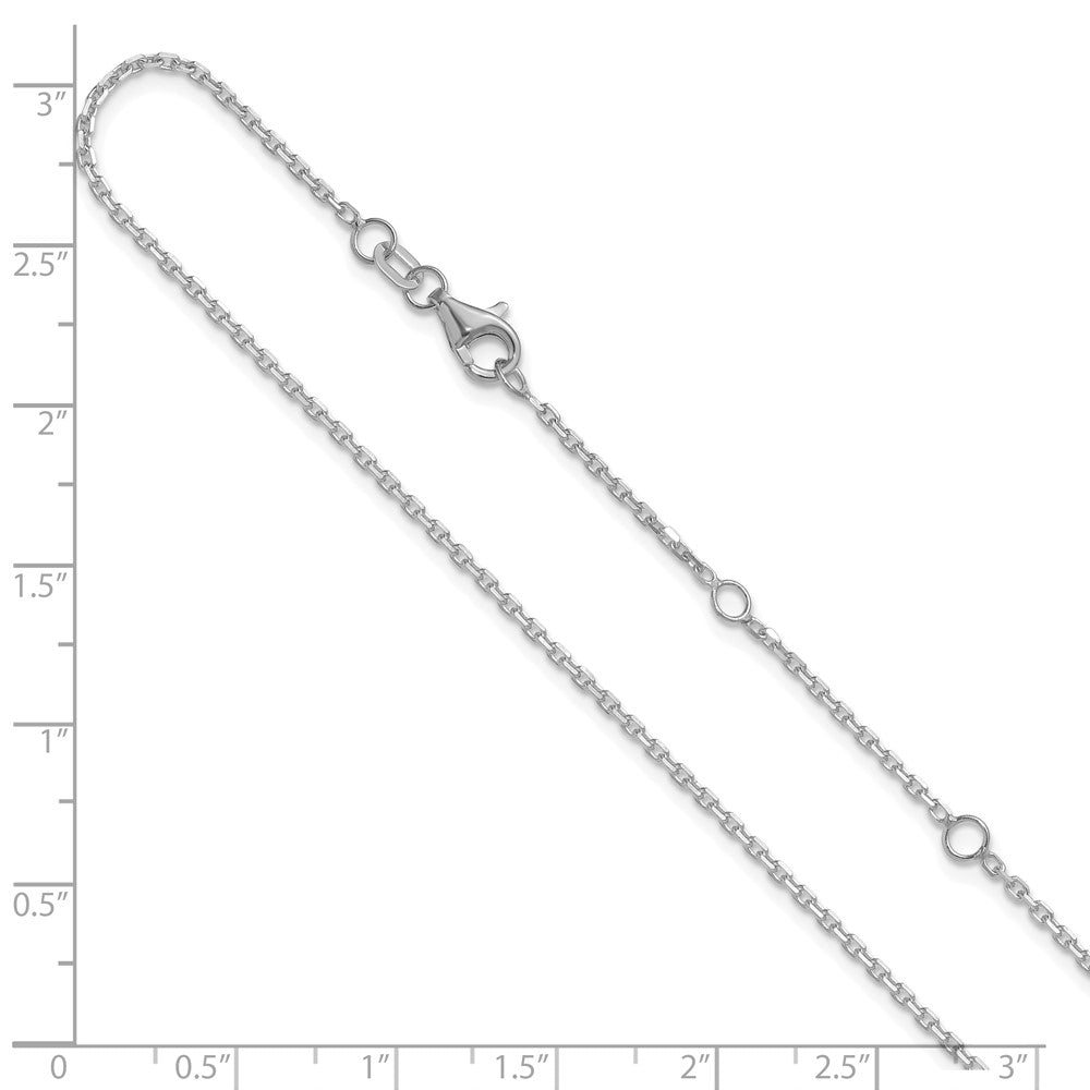 14K White Gold 1.5mm Diamond-cut Square Cable 1in+1in Adjustable Chain