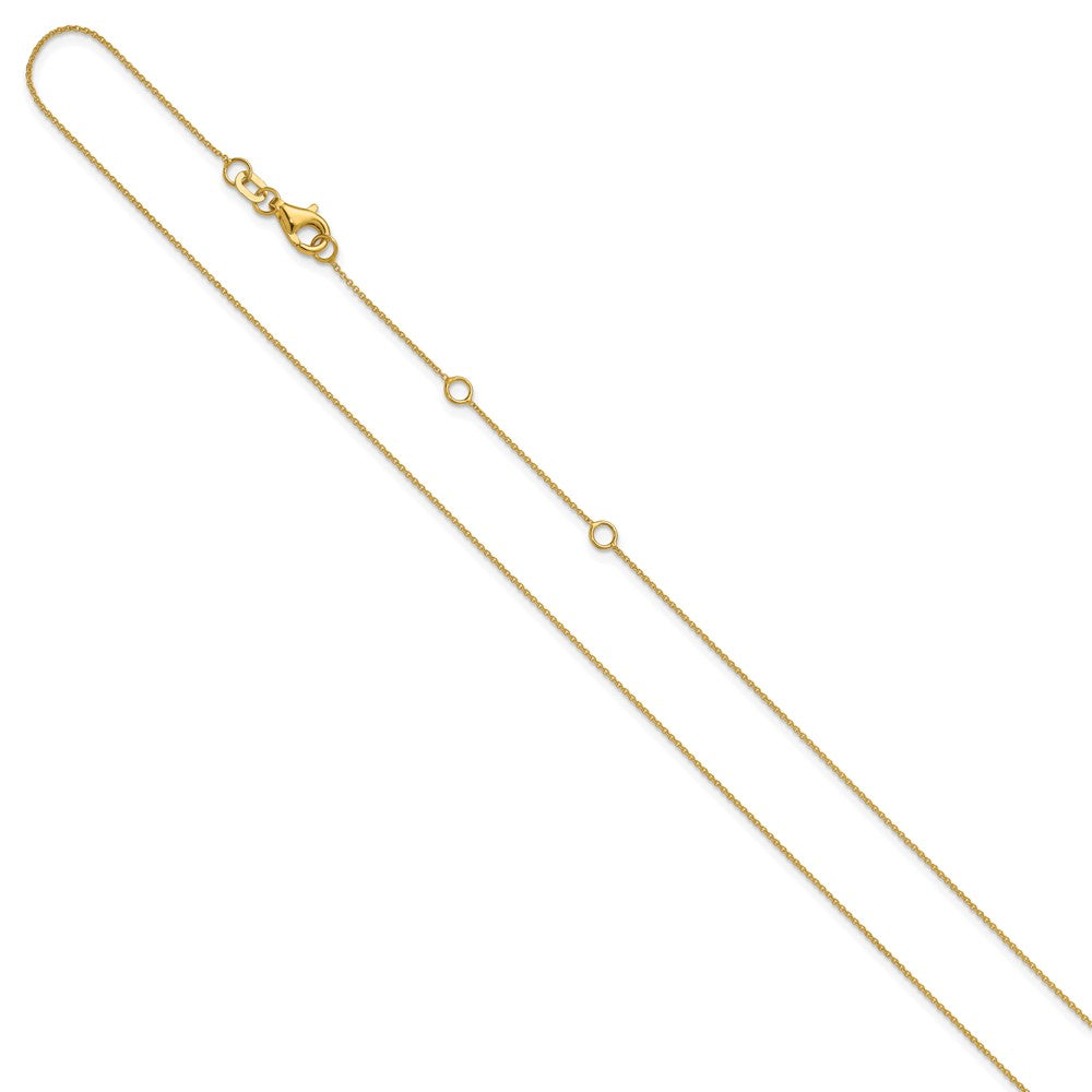14K Yellow Gold .8mm Round Cable 1in+1in Adjustable Chain