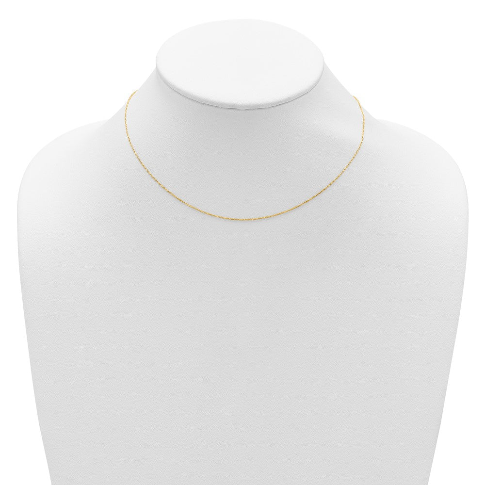 14K Yellow Gold .8mm Round Cable 1in+1in Adjustable Chain