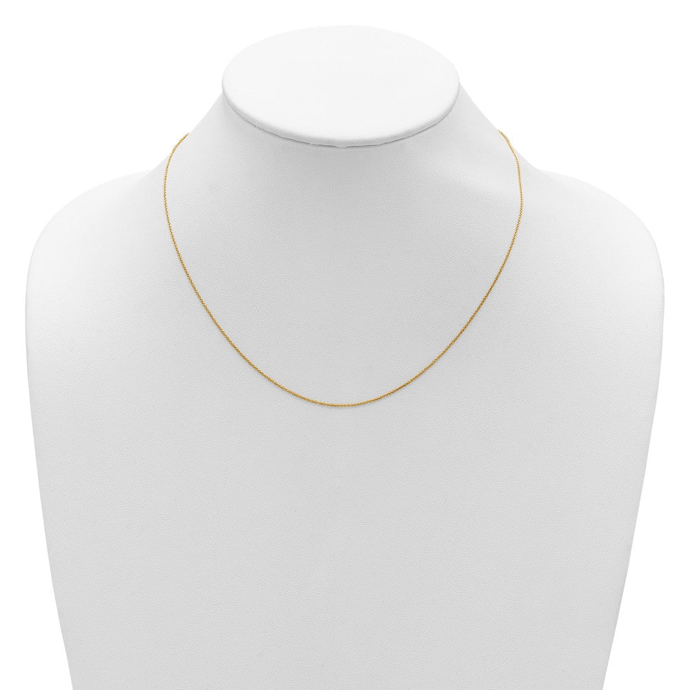 14K Yellow Gold .8mm Round Cable 1in+1in Adjustable Chain