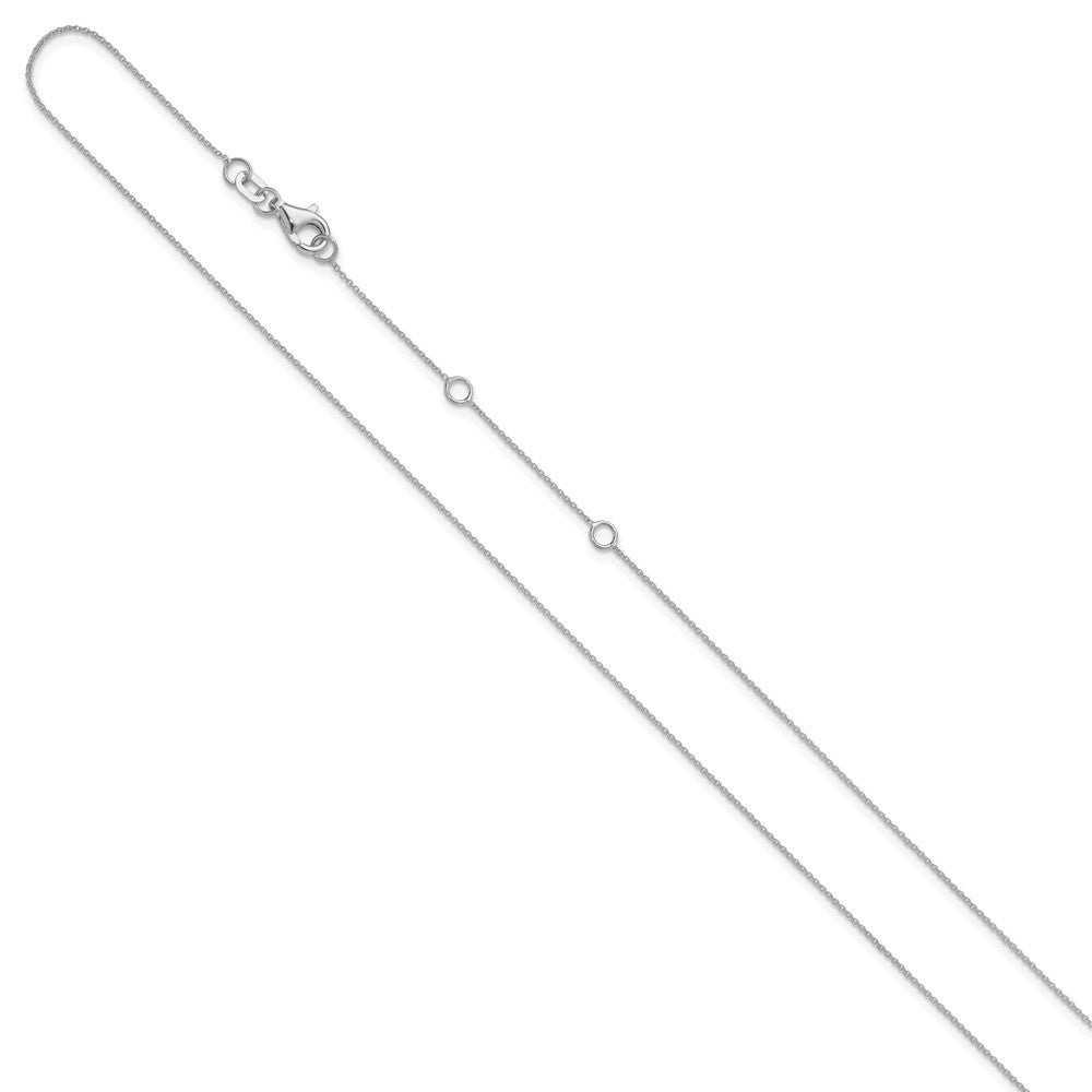 14K White Gold .8mm Round Cable 1in+1in Adjustable Chain