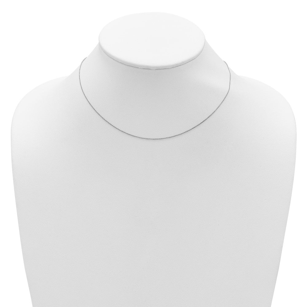 14K White Gold .8mm Round Cable 1in+1in Adjustable Chain