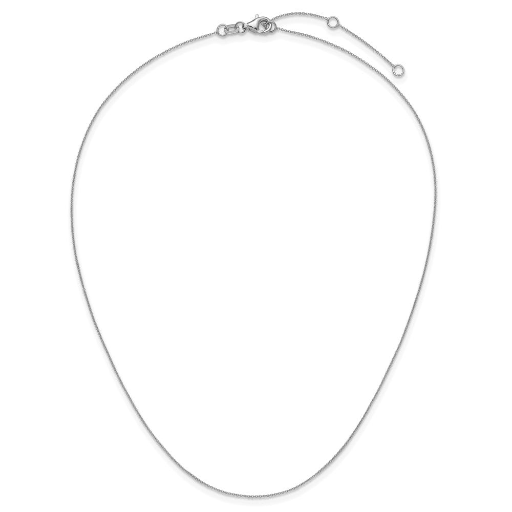 14K White Gold .8mm Round Cable 1in+1in Adjustable Chain
