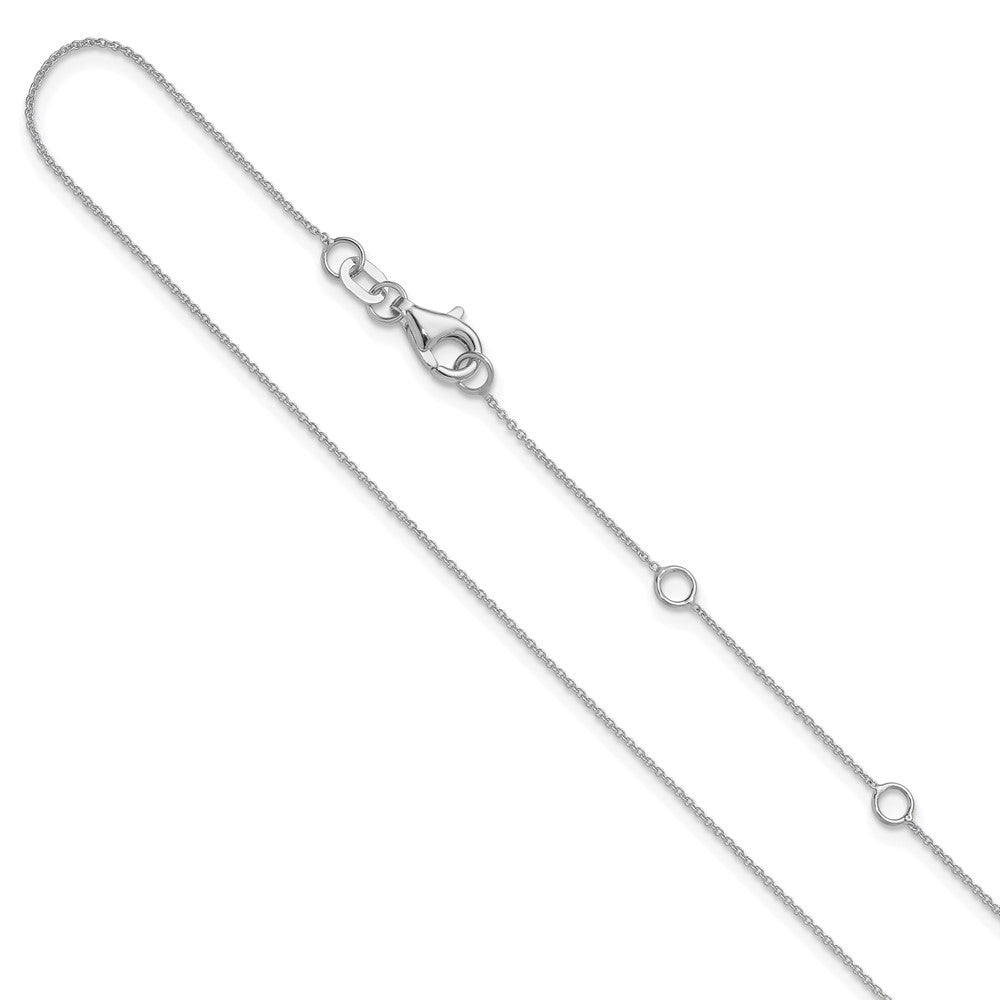 14K White Gold .8mm Round Cable 1in+1in Adjustable Chain