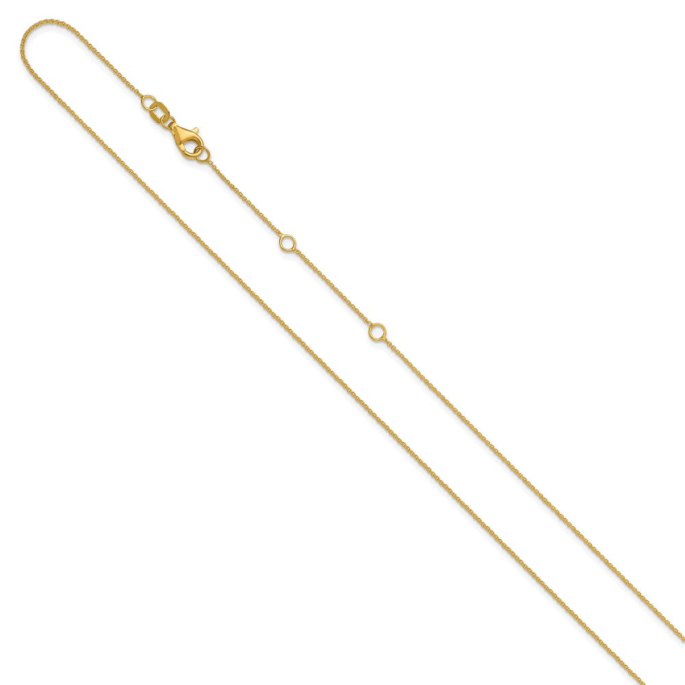 14K Yellow Gold .9mm Round Cable 1in+1in Adjustable Chain