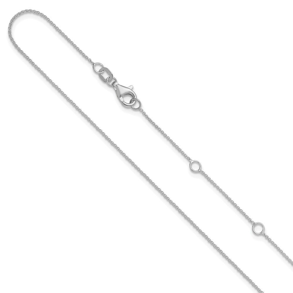 14K White Gold .9mm Round Cable 1in+1in Adjustable Chain