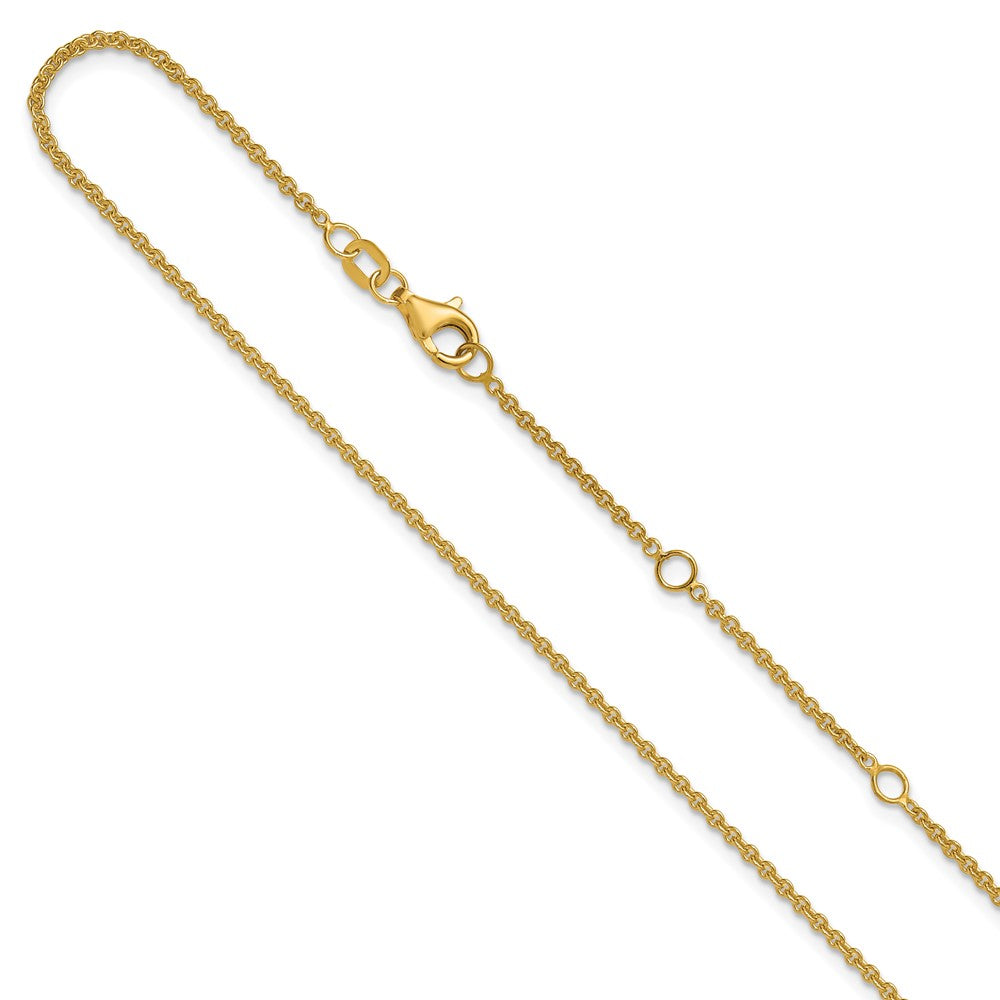14K Yellow Gold 1.6mm Round Cable 1in+1in Adjustable Chain