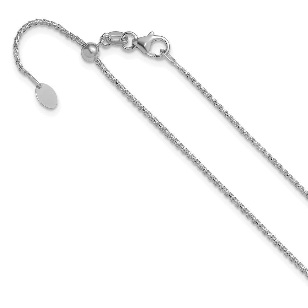 14K White Gold Adjustable 1.15mm Diamond-cut Open Franco Chain