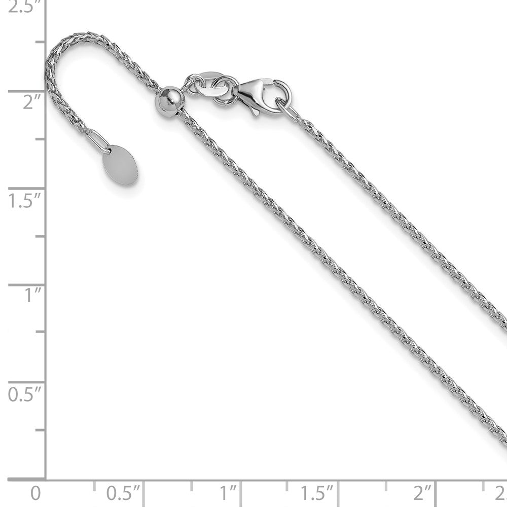 14K White Gold Adjustable 1.4mm Diamond-cut Open Franco Chain