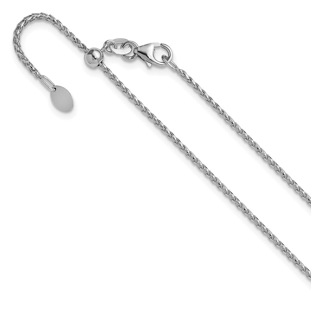 14K White Gold Adjustable 1.4mm Diamond-cut Open Franco Chain