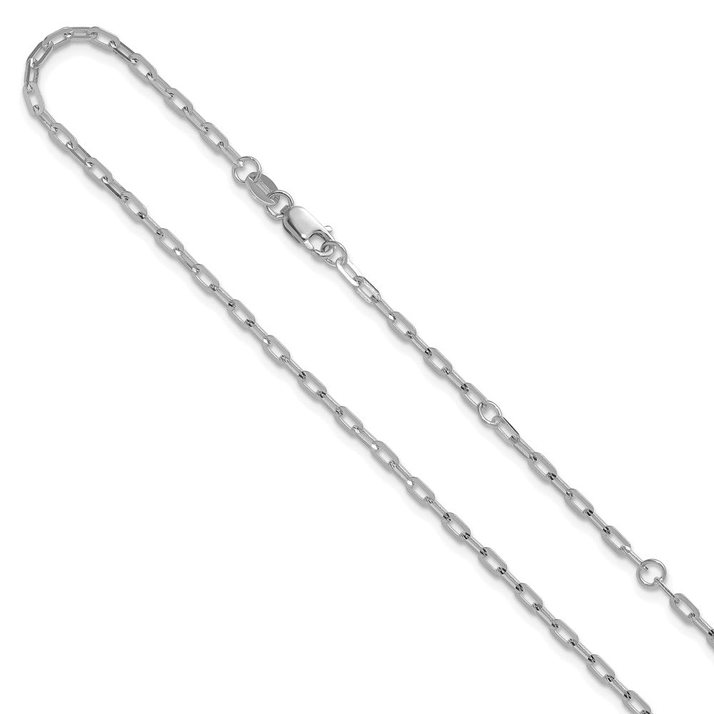 14K White Gold 2.0mm Flat Cable 1in+1in Adjustable Chain