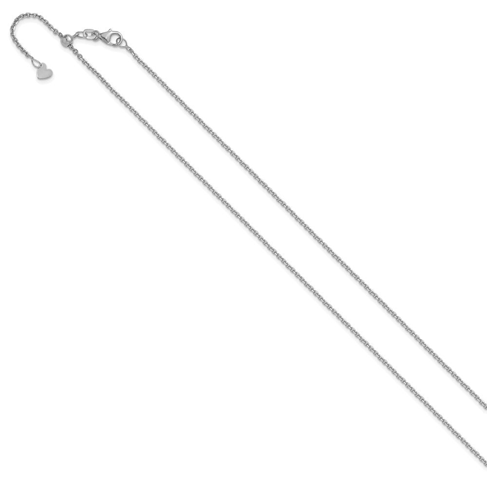 14K White Gold Adjustable 1.4mm Diamond-cut Cable Chain