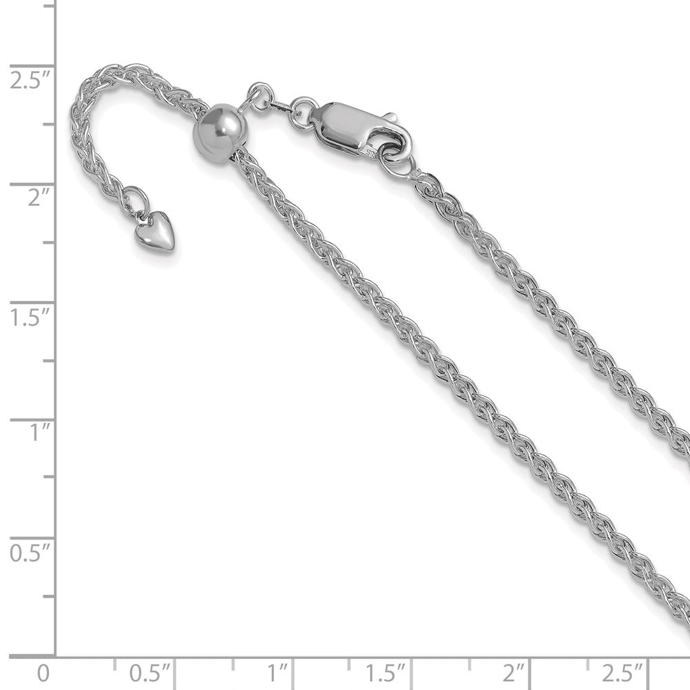 14K White Gold Adjustable 2.5mm Semi-solid Spiga Chain
