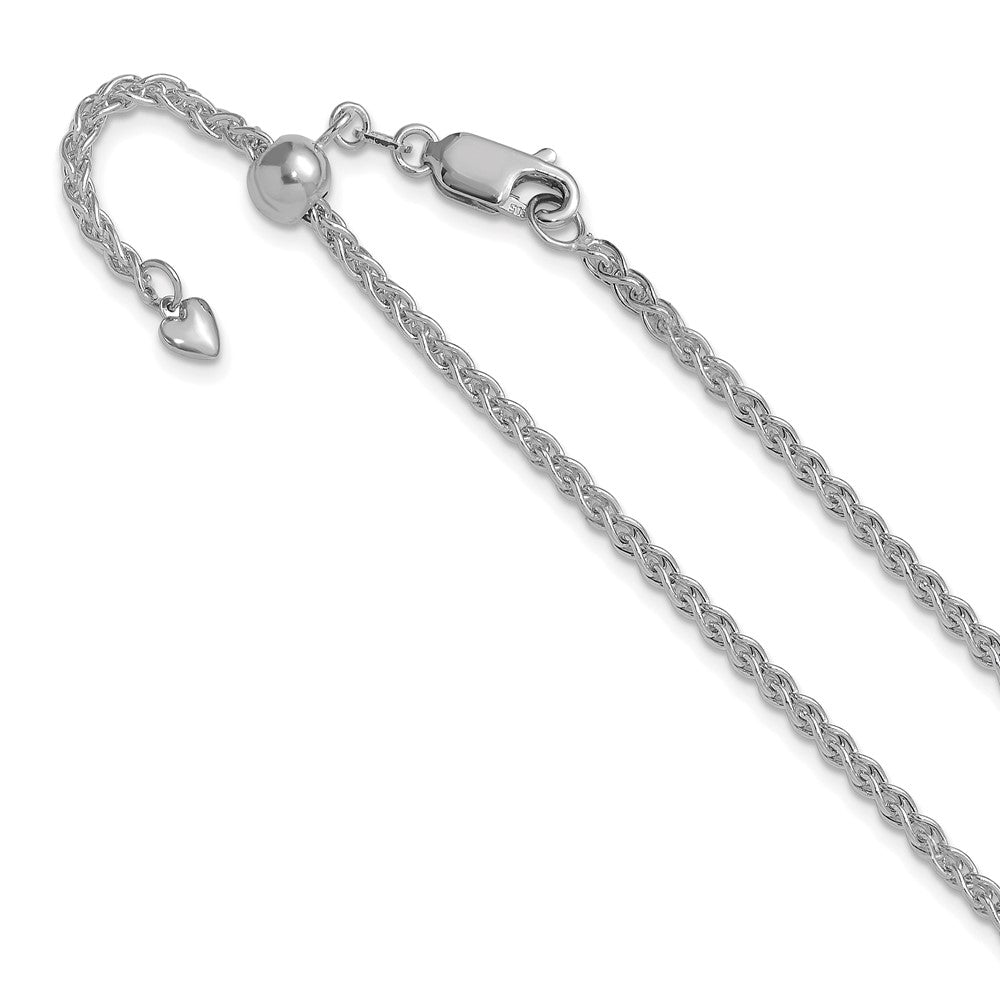 14K White Gold Adjustable 2.5mm Semi-solid Spiga Chain