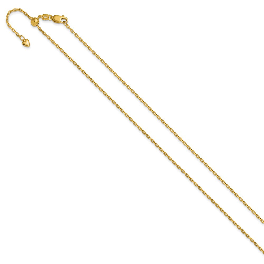 14K Adjustable 1.65mm Semi-Solid Diamond-cut Cable Chain