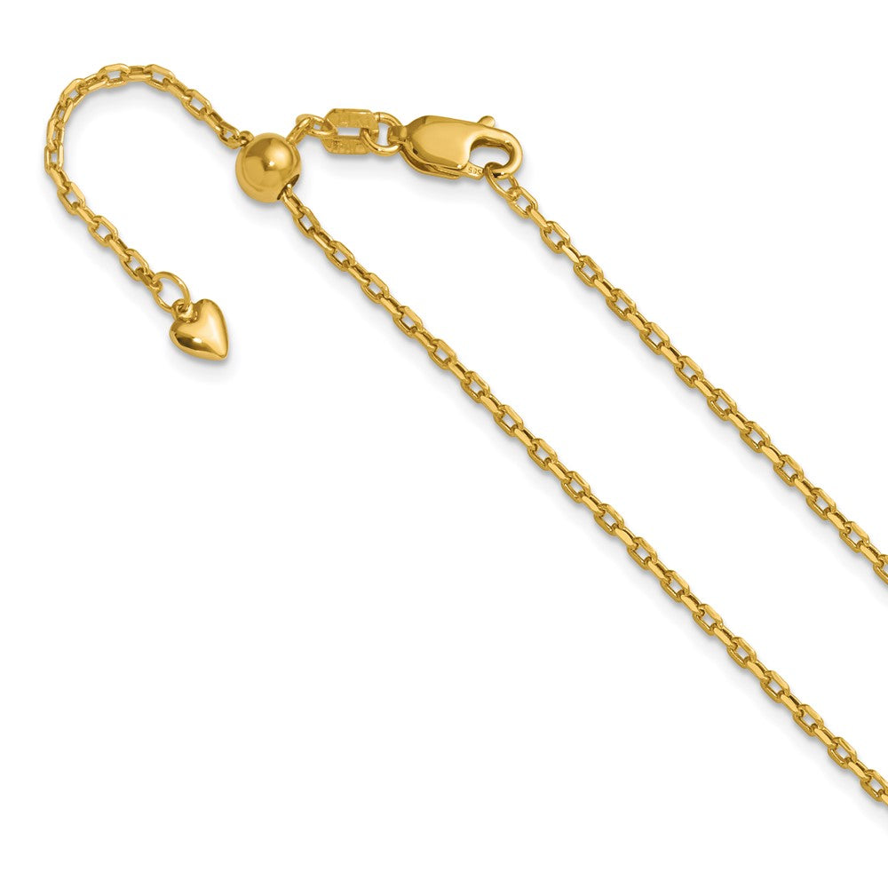 14K Adjustable 1.65mm Semi-Solid Diamond-cut Cable Chain