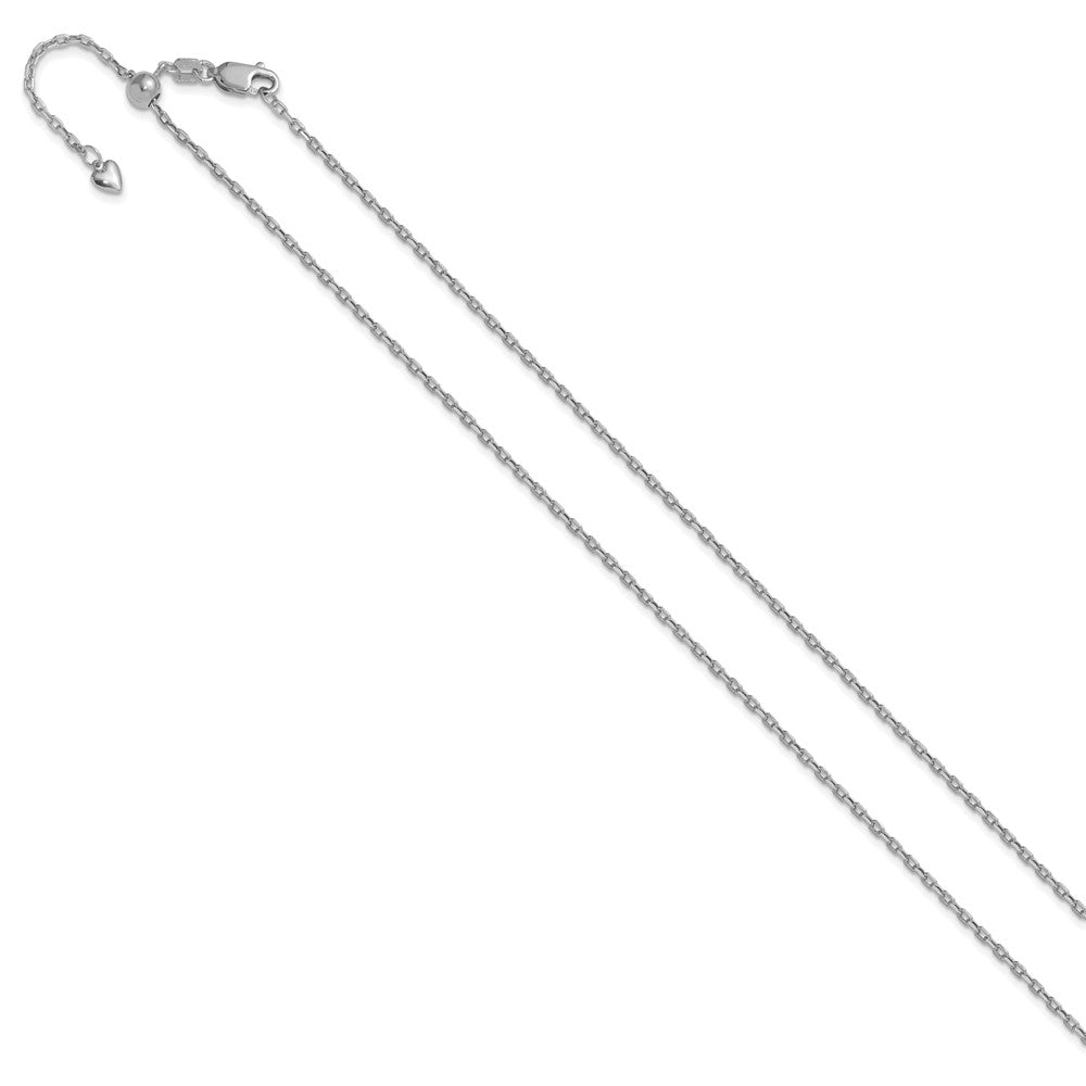 14K White Gold Adjustable 1.65mm Semi-Solid Diamond-cut Cable Chain