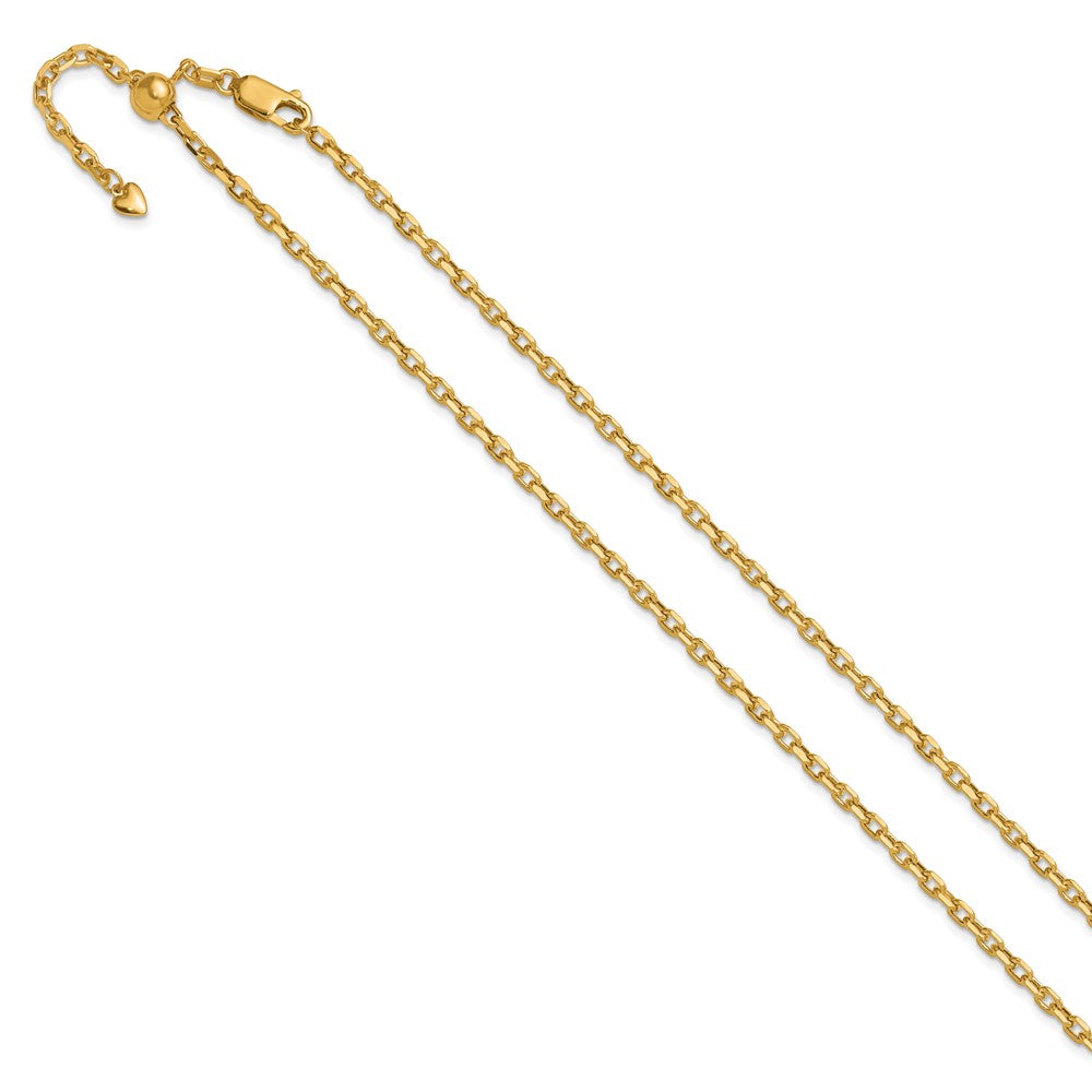 14K Adjustable 2.75mm Semi-Solid Diamond-cut Cable Chain