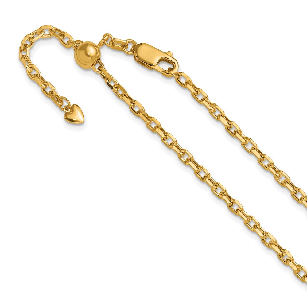 14K Adjustable 2.75mm Semi-Solid Diamond-cut Cable Chain