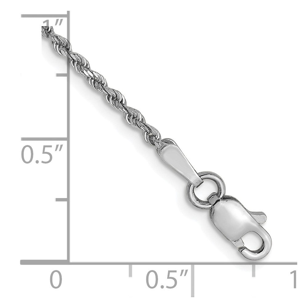 14K White Gold 1.5mm Diamond-cut Rope Chain Anklet