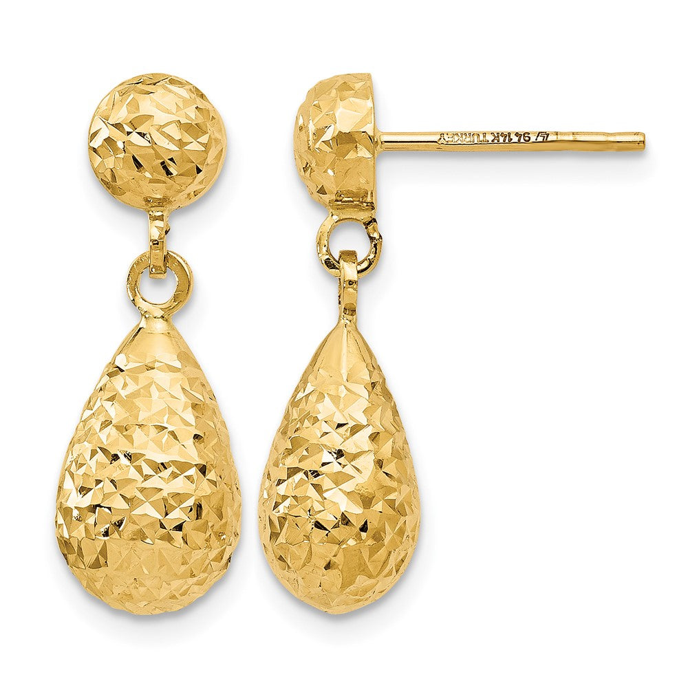 14K Diamond-cut Post Dangle Earrings