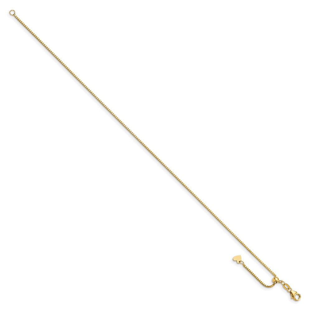 14K Adjustable 1.05mm Box Chain Anklet