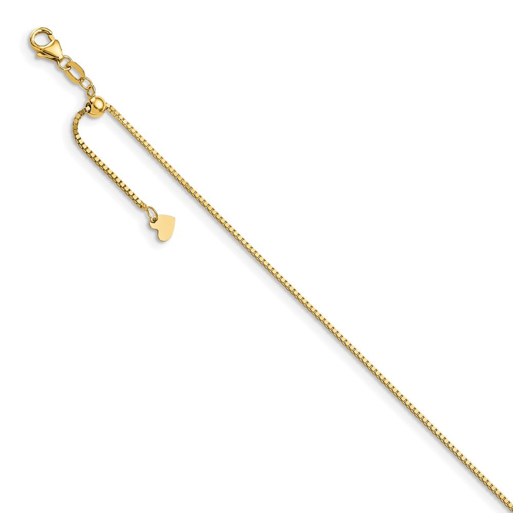 14K Adjustable 1.05mm Box Chain Anklet