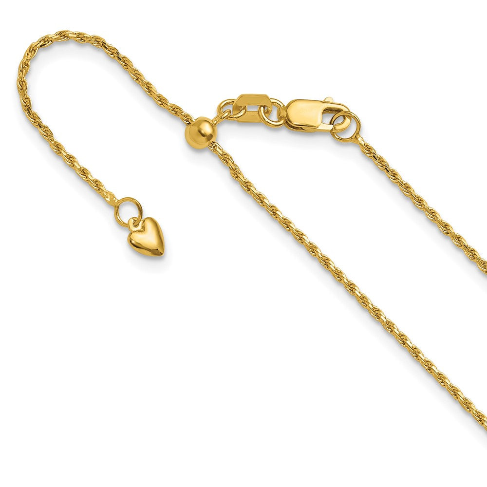 14K Adjustable 1.2mm Diamond-cut Rope Chain