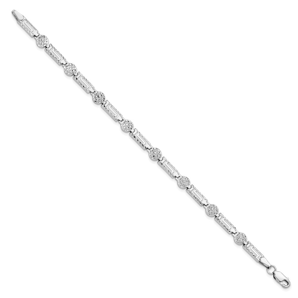 14K White Gold Diamond-cut Bracelet