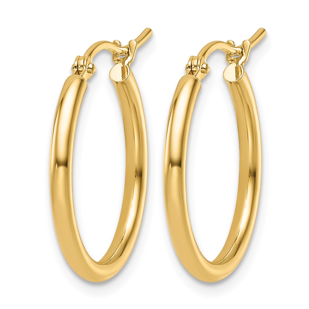 14K 2x20mm Polished Hoop Earrings