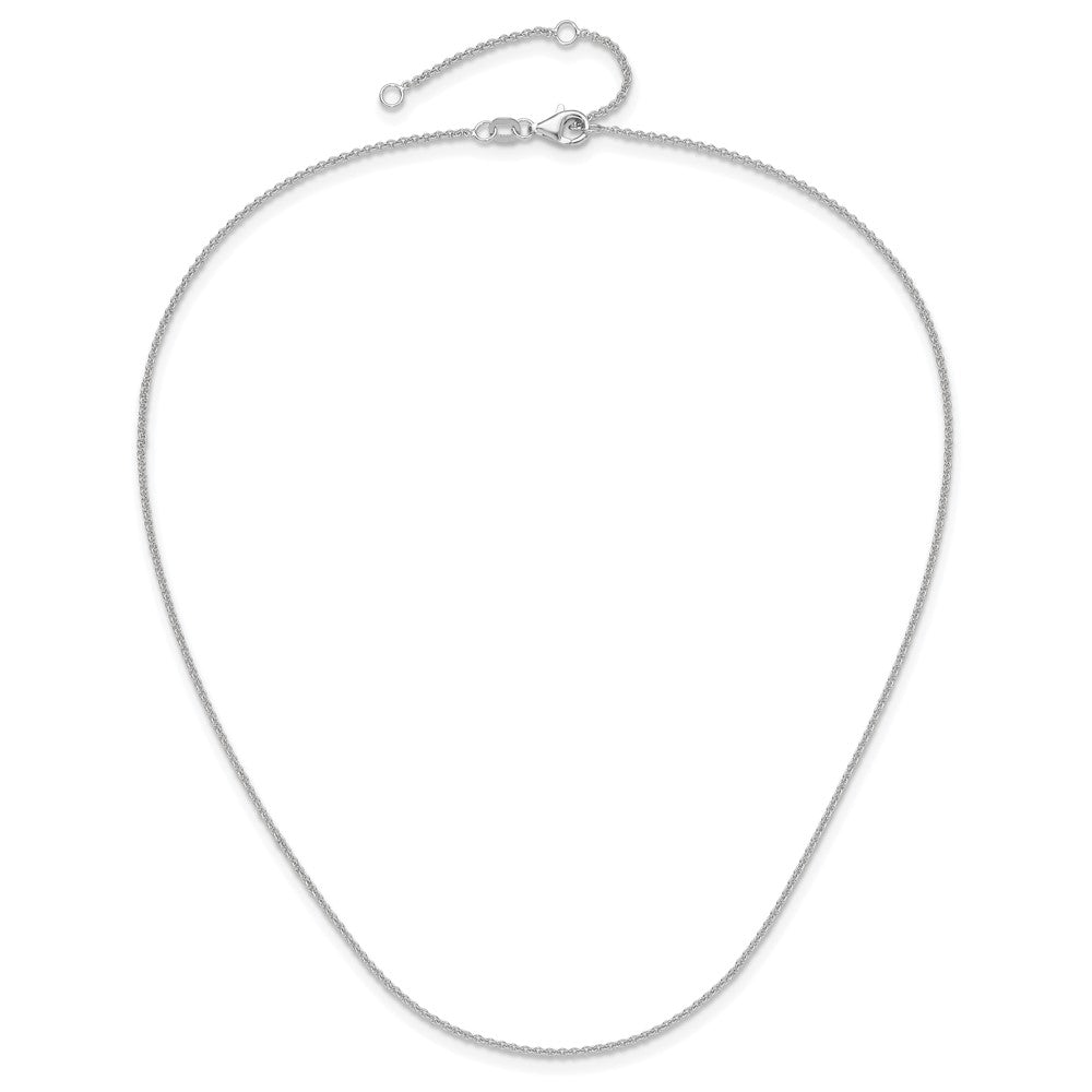 10K White Gold 1.4mm Round Cable 1in+1in Adjustable Chain