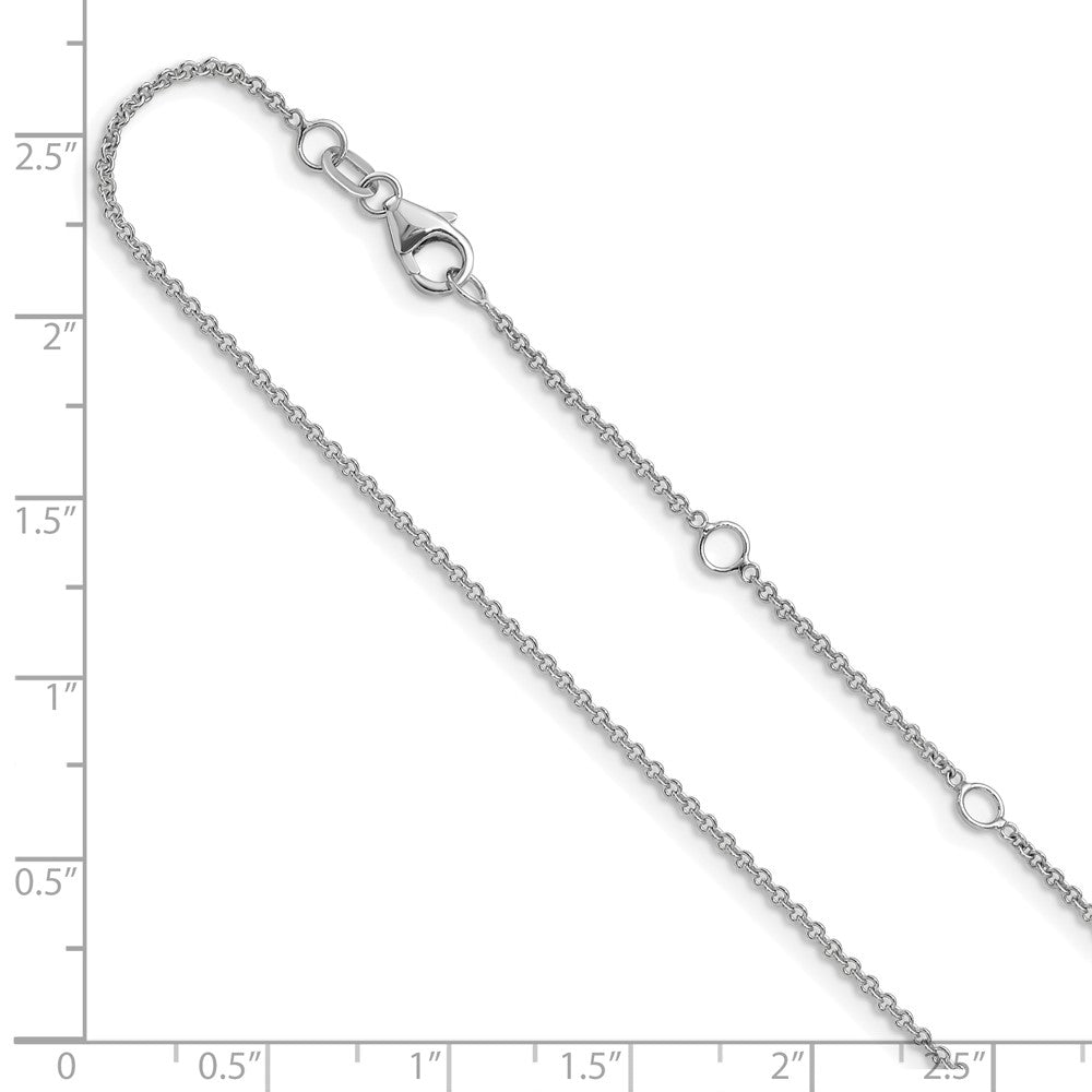 10K White Gold 1.4mm Round Cable 1in+1in Adjustable Chain