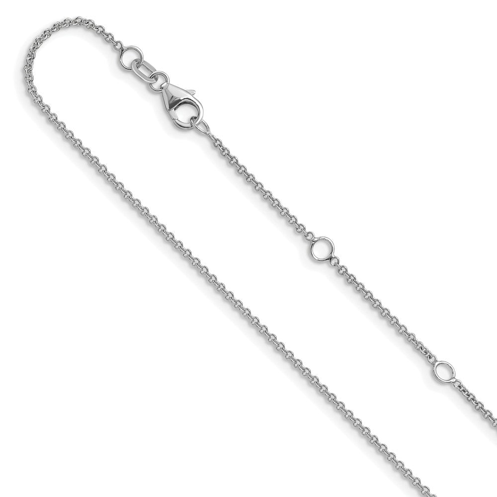 10K White Gold 1.4mm Round Cable 1in+1in Adjustable Chain