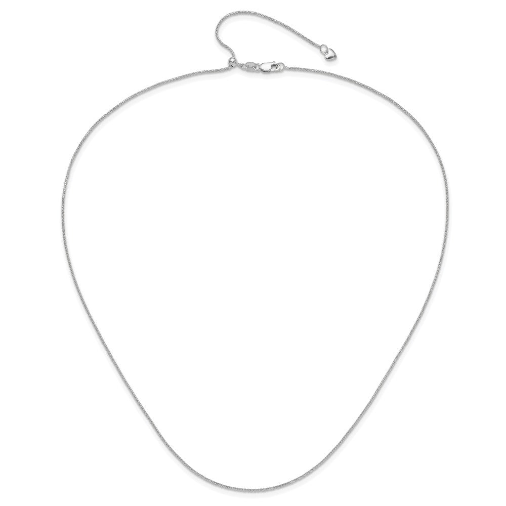 10K White Gold Adjustable 1mm Diamond-cut Wheat Chain