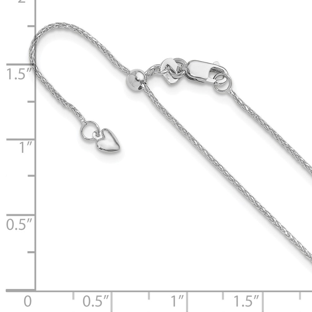 10K White Gold Adjustable 1mm Diamond-cut Wheat Chain