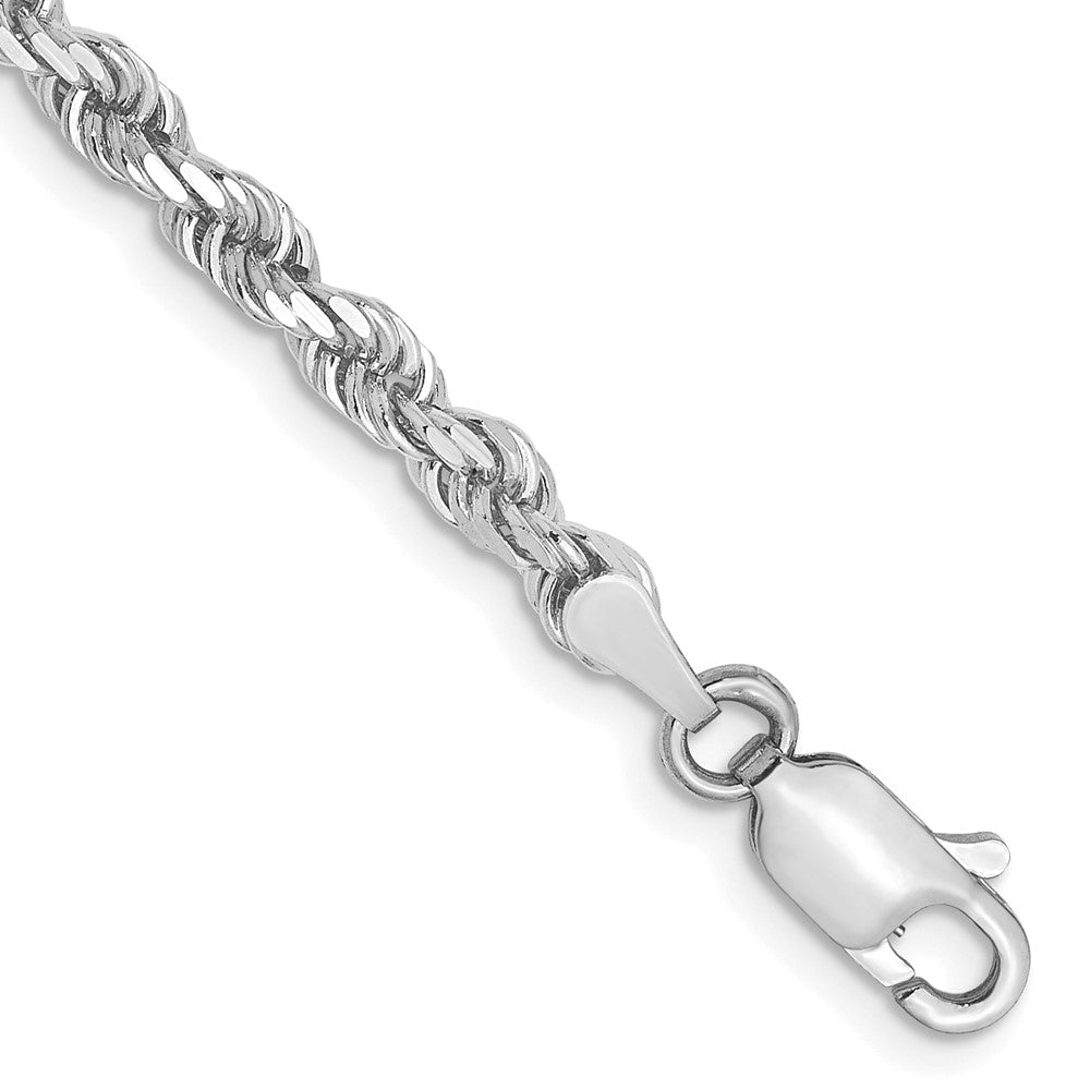 10K White Gold 3.0mm Diamond-cut Rope Chain