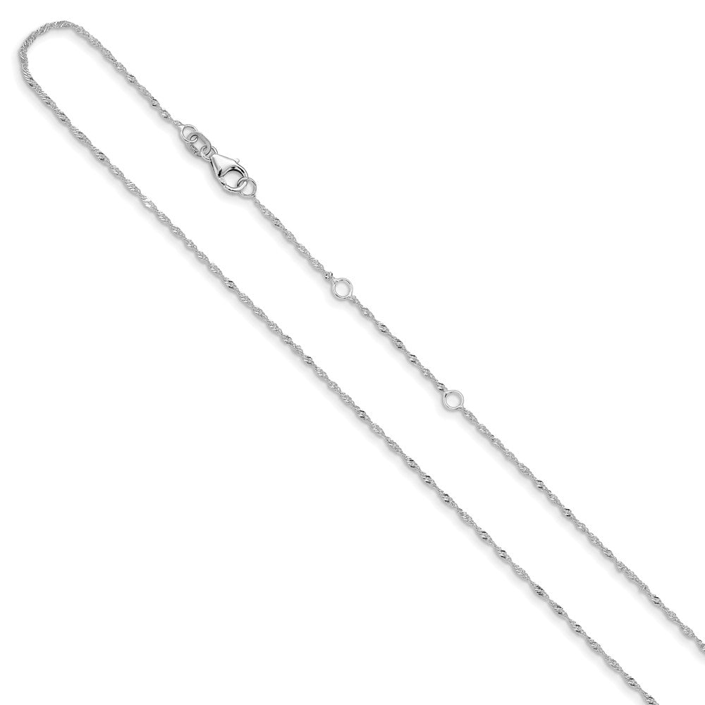 10K White Gold 1.0mm Singapore 1in+1in Adjustable Chain